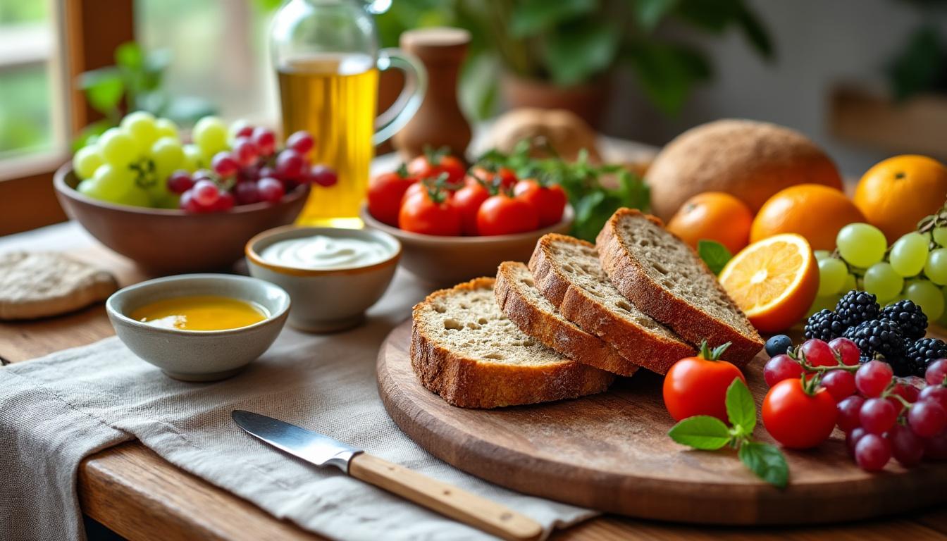 Quel est un menu type pour une diète méditerranéenne ? 2 découvrez un menu type pour une diète méditerranéenne équilibrée et savoureuse. apprenez à combiner fruits, légumes, céréales complètes, poissons et huiles saines pour une alimentation bénéfique pour votre santé. adoptez le plaisir de manger méditerranéen au quotidien.