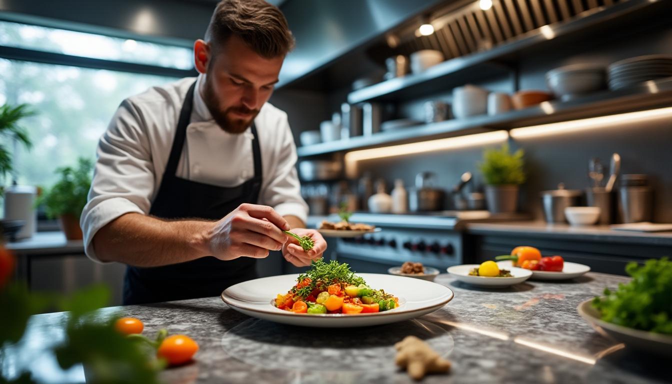 Une touche végétale s'installe dans l'univers de la gastronomie étoilée 2 découvrez comment la gastronomie étoilée intègre des éléments végétaux pour créer des plats innovants et raffinés. une fusion délicate entre nature et haute cuisine qui réveille les sens.