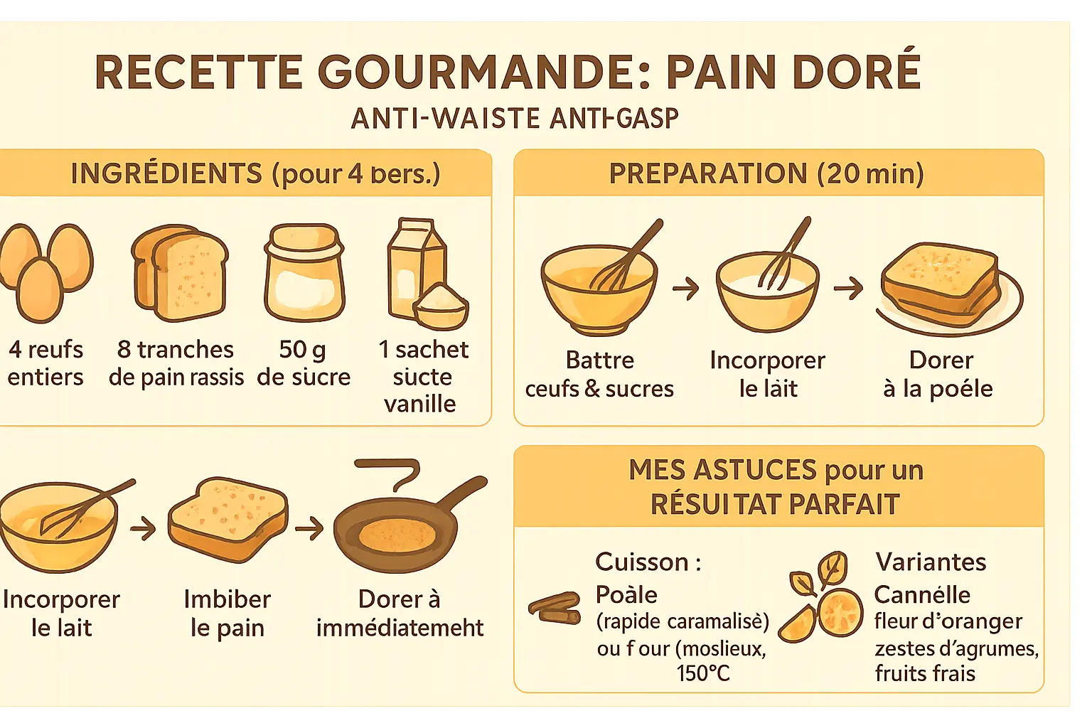 Écouler œufs entiers: recettes variées anti-gaspi 4 Pain doré doré sur une assiette blanche