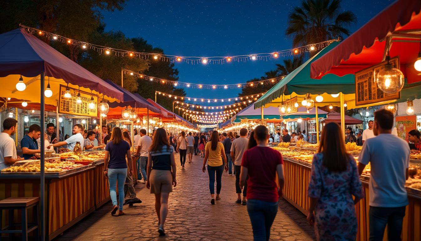 vivez une soirée unique à l'isle-jourdain lors du marché nocturne 'éveils des papilles', où saveurs gastronomiques locales et ambiance festive mexicaine se rencontrent dans une atmosphère conviviale et chaleureuse.