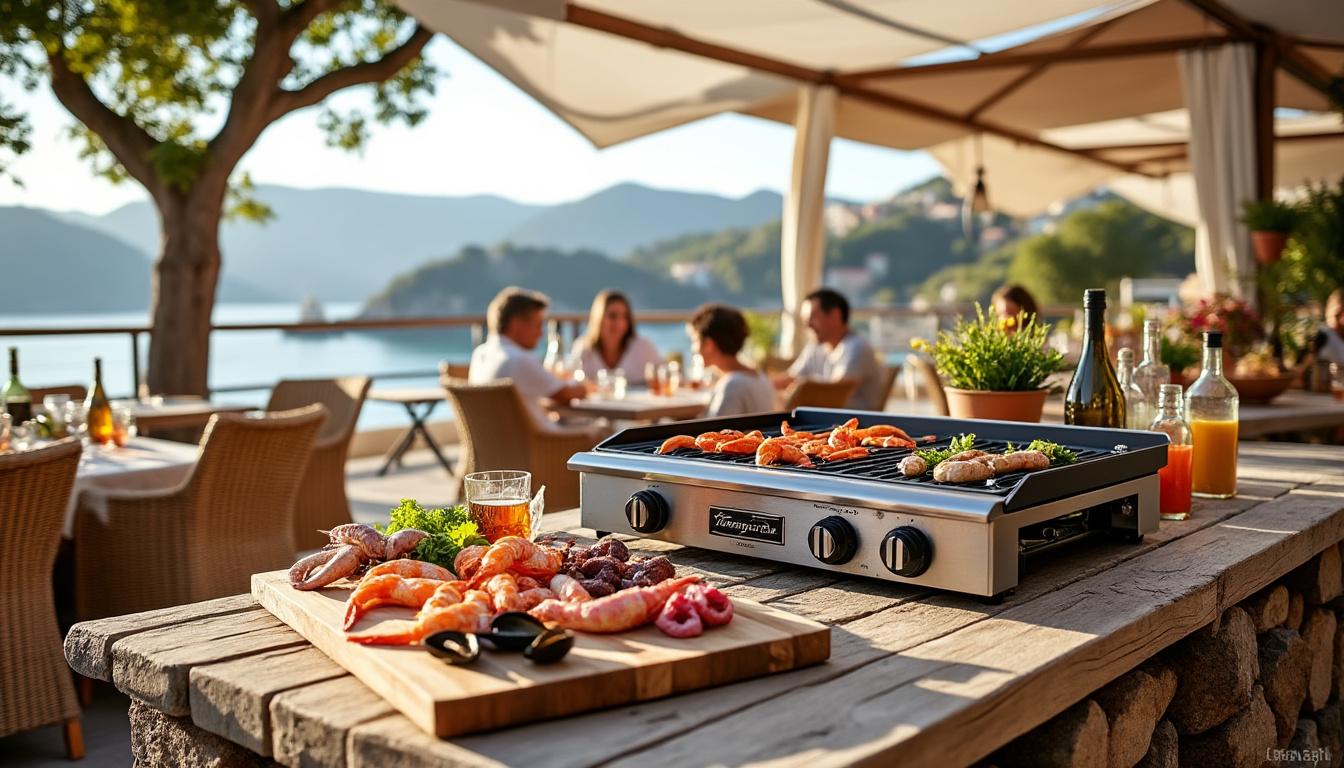 Plancha & cuisine d’extérieur : aménager un coin repas façon restaurant de plage 2 découvrez comment aménager un coin repas extérieur avec une plancha pour créer une ambiance de restaurant de plage. transformez votre espace en un lieu convivial et raffiné, parfait pour profiter des repas en plein air avec famille et amis.