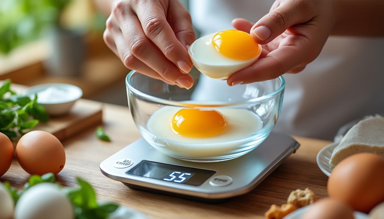 Poids blanc d'oeuf : le raccourci malin auquel tu n'avais pas pensé 2 découvre le poids exact du blanc d'œuf et l'astuce pratique pour le mesurer facilement en cuisine. simplifie tes recettes grâce à ce raccourci ingénieux !
