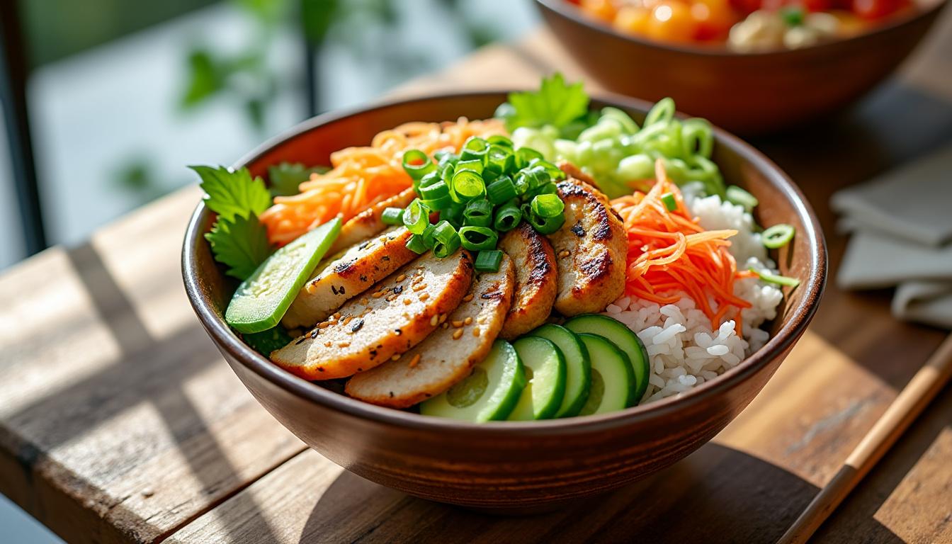découvre comment réussir ton poke bowl au poulet en seulement 3 étapes clés ! une recette simple, gourmande et rapide, idéale pour un repas sain et savoureux.