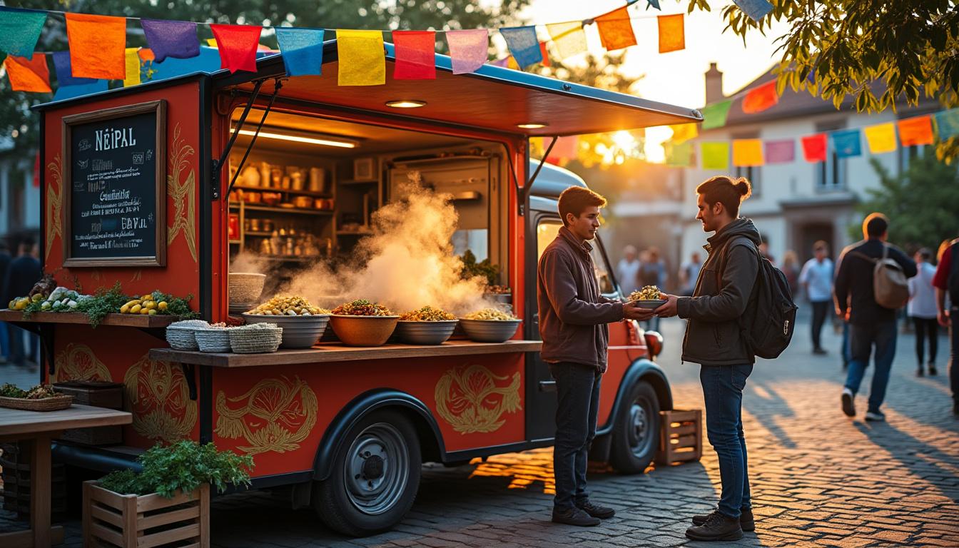 Un food-truck coloré pour promouvoir la gastronomie népalaise en Maine-et-Loire 2 découvrez notre food-truck flamboyant dédié à la gastronomie népalaise, sillonnant le maine-et-loire. savourez des plats authentiques, riches en couleurs et en saveurs, tout en partageant la culture népalaise avec chaque bouchée.