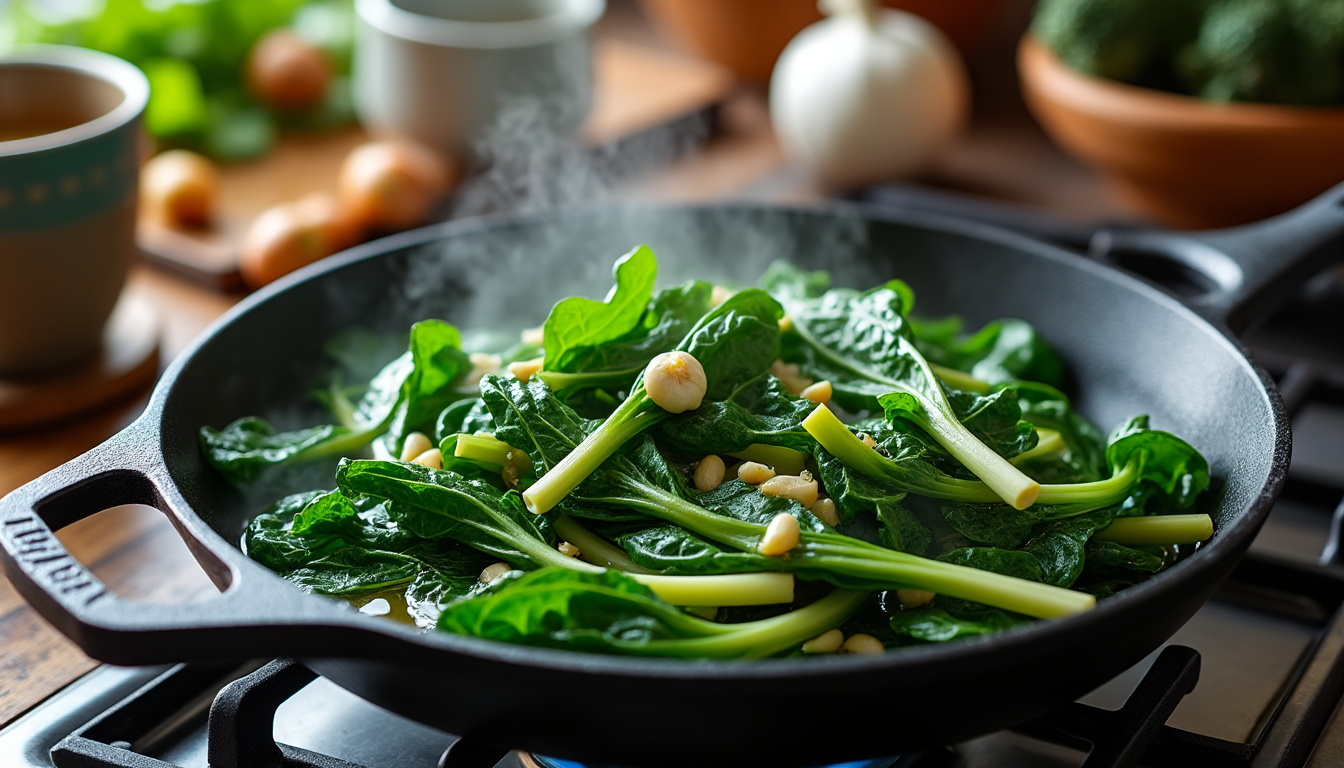Cuisson blettes poele : fais le plein d'idées en un clin d'œil 6 découvrez comment cuire les blettes à la poêle en toute simplicité et savourez des idées recettes rapides pour varier vos plats au quotidien.