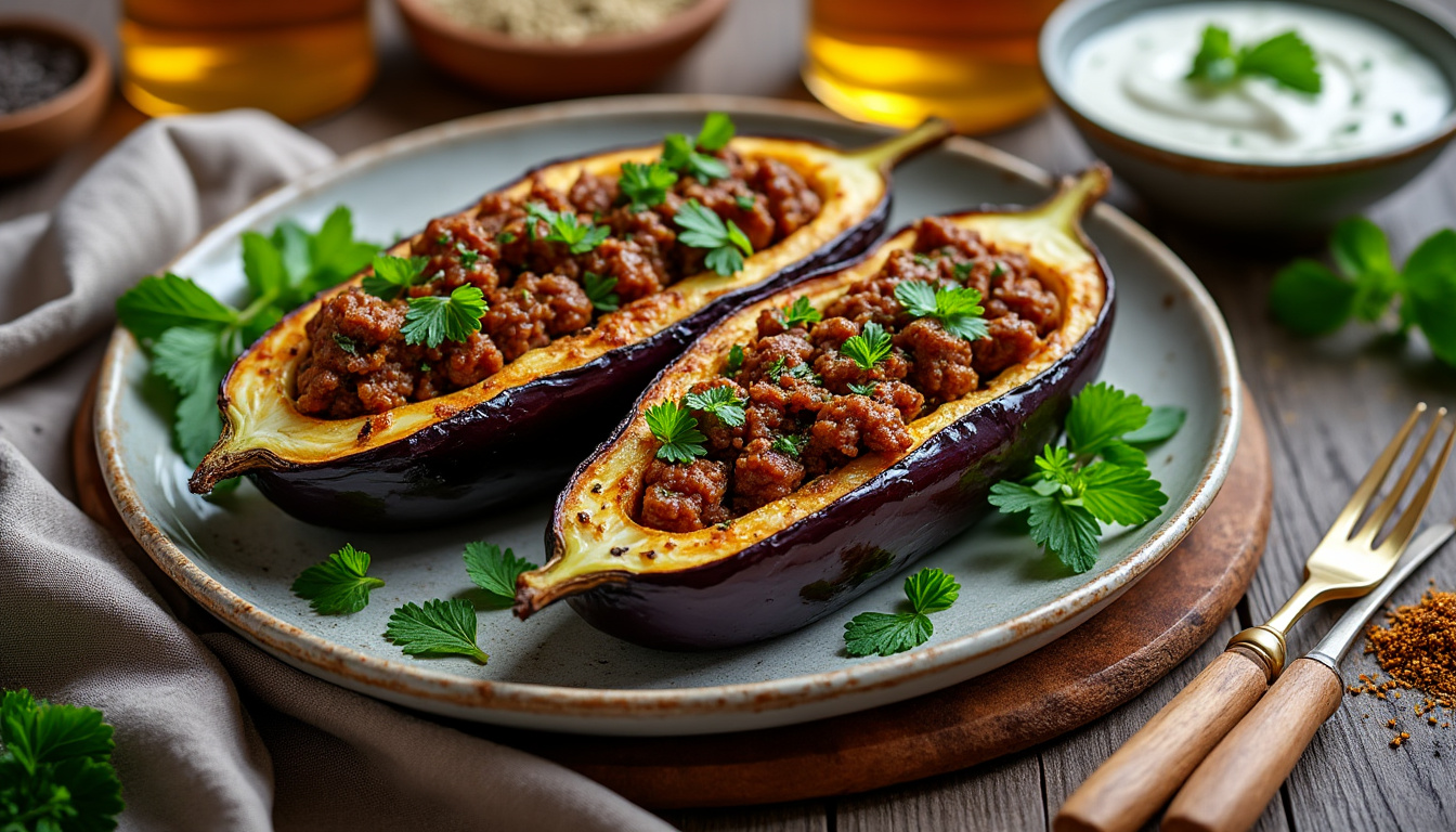 découvrez notre délicieuse recette libanaise d’aubergine à la viande hachée : une explosion de saveurs orientales à savourer aujourd’hui. facile à préparer, saine et gourmande, essayez cette recette incontournable !