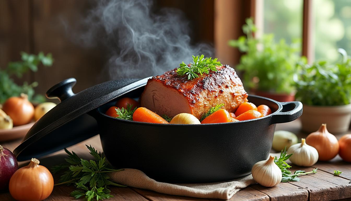 Rôti de porc à la cocotte : les secrets d'expert dévoilés 6 découvrez tous les secrets d’expert pour réussir un rôti de porc à la cocotte tendre et savoureux. astuces de cuisson, choix des ingrédients et conseils pratiques pour un plat familial parfait !