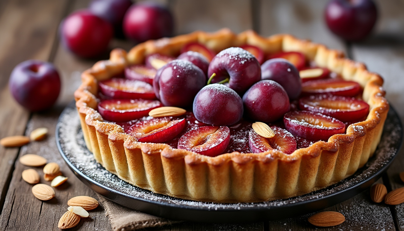 découvrez comment réaliser facilement une délicieuse tarte aux prunes rouges et à la poudre d’amande avec notre tutoriel pas à pas. recette simple et gourmande pour régaler petits et grands !