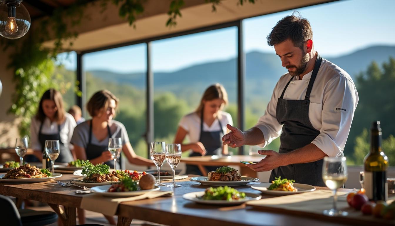 Glenn Viel et son équipe explorent la gastronomie aux Baux : des ateliers culinaires et œnologiques à découvrir 6 plongez dans l'univers gastronomique de glenn viel aux baux-de-provence : participez à des ateliers culinaires et œnologiques uniques, et découvrez des saveurs d'exception guidé par une équipe passionnée.