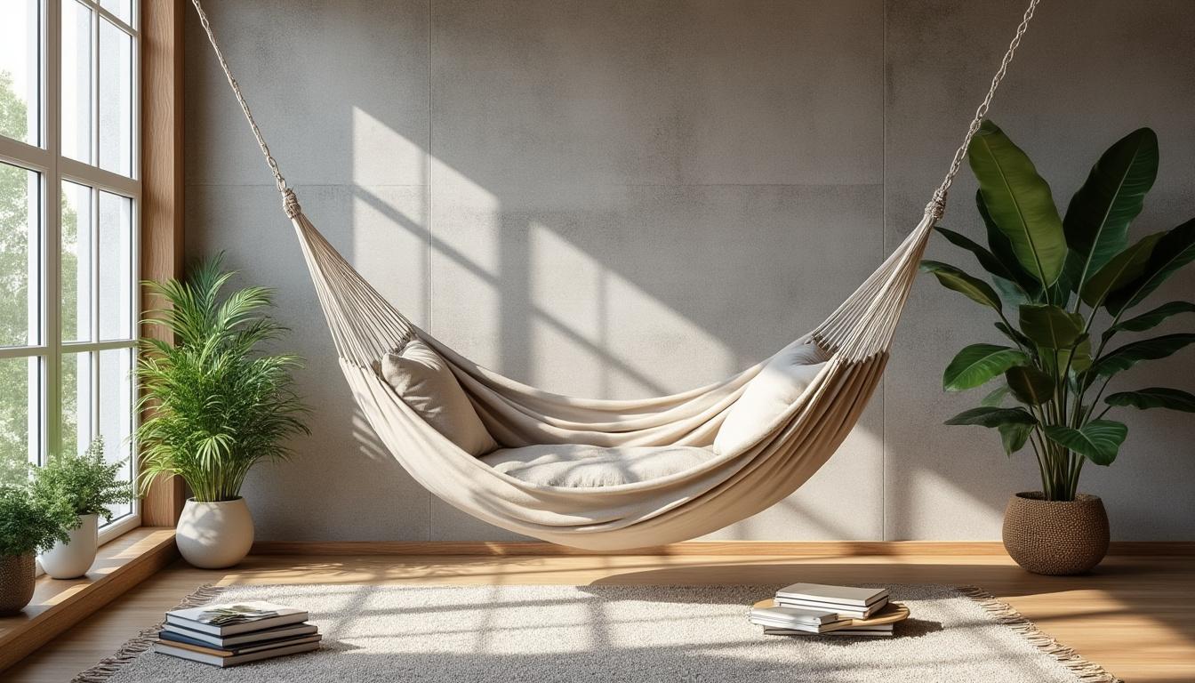 Hamac dans salon : adopte la technique des pros dÚs maintenant 6 découvrez comment installer un hamac dans votre salon comme un pro : conseils, techniques et astuces pour profiter d'un espace détente unique chez vous.