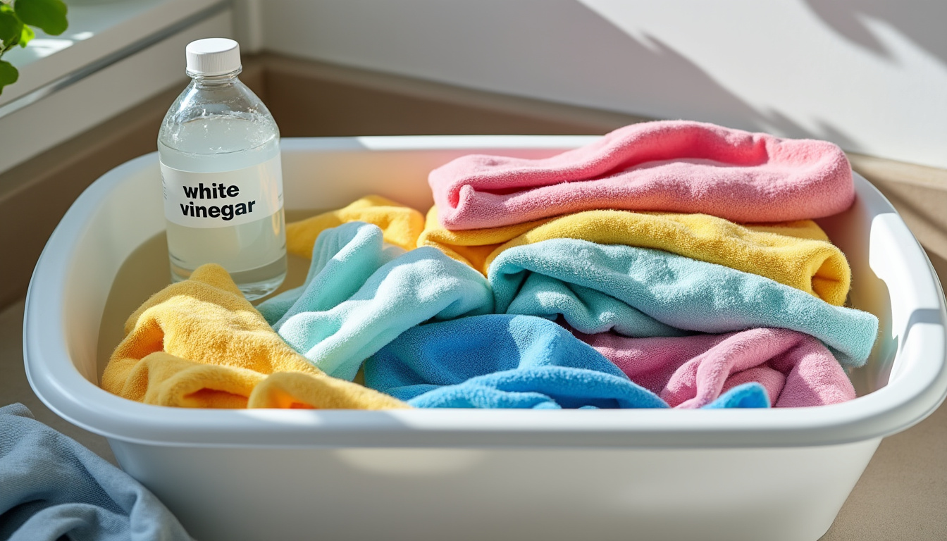 Vinaigre blanc sur tissu coloré : le mode d'emploi sans prise de tête 6 découvrez comment utiliser le vinaigre blanc sur les tissus colorés sans risque : astuces simples, précautions à prendre et conseils pour un linge éclatant sans décoloration.