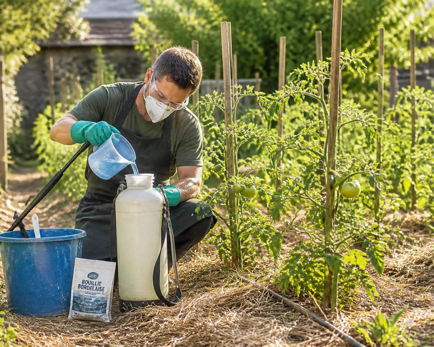 Potager : Comment utiliser la bouillie bordelaise pour la tomate â dosage prĂ©cis et frĂ©quence optimale pour un traitement efficace sans excĂšs 2 dĂ©couvrez comment utiliser la bouillie bordelaise pour protĂ©ger vos tomates avec un dosage prĂ©cis et une frĂ©quence optimale, assurant un traitement efficace sans risque d'excĂšs.
